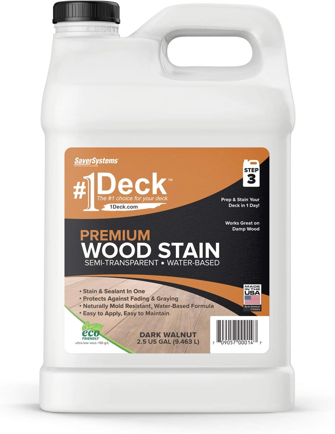 Premium Semi-Transparent Outdoor Wood Stain and Sealer 2.5 Gallon