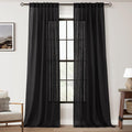 Black Linen Curtains 90 in Long Light Filtering Privacy Panels