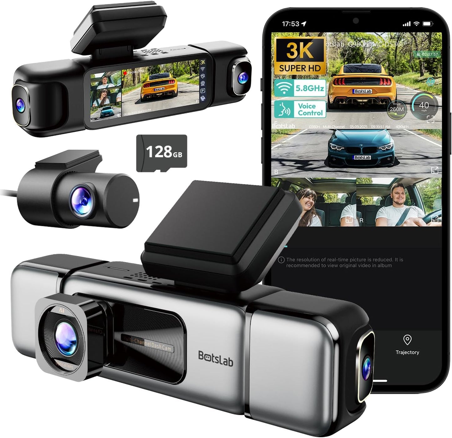 3K 4 Channel Dash Cam with 560 All-Sides View and Night Vision
