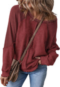 Oversized Off The Shoulder Sweatshirt - Casual Waffle Tie-Dye Comfort