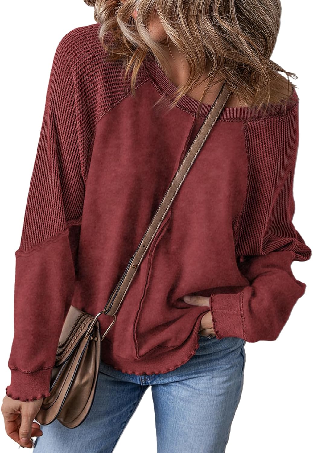 SHEWIN Womens Oversized Off The Shoulder Sweatshirt for Style