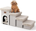 Dog Stairs for Small Dogs with Storage and Condo - Foldable 4-Tier Pet