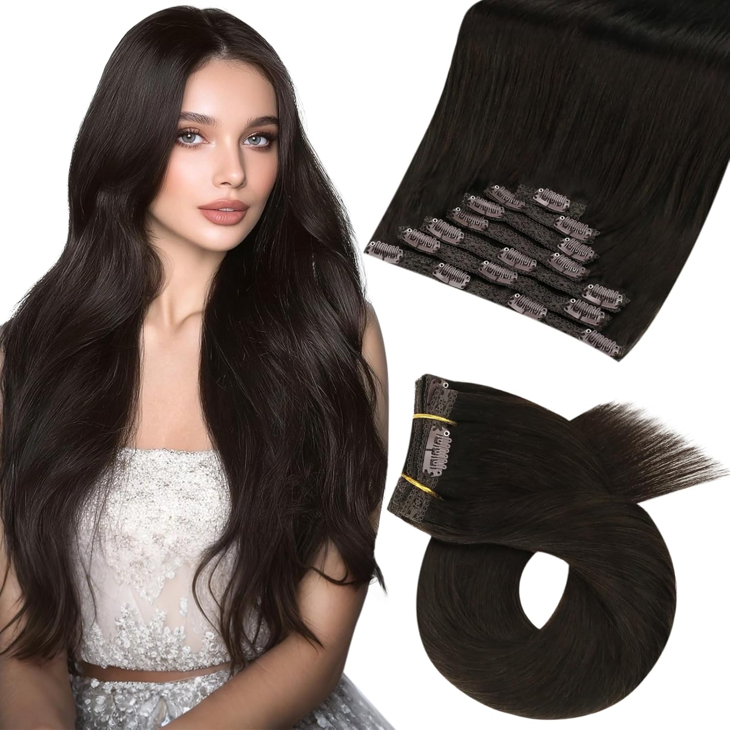 Moresoo Brown Clip in Extensions for Instant Volume and Style