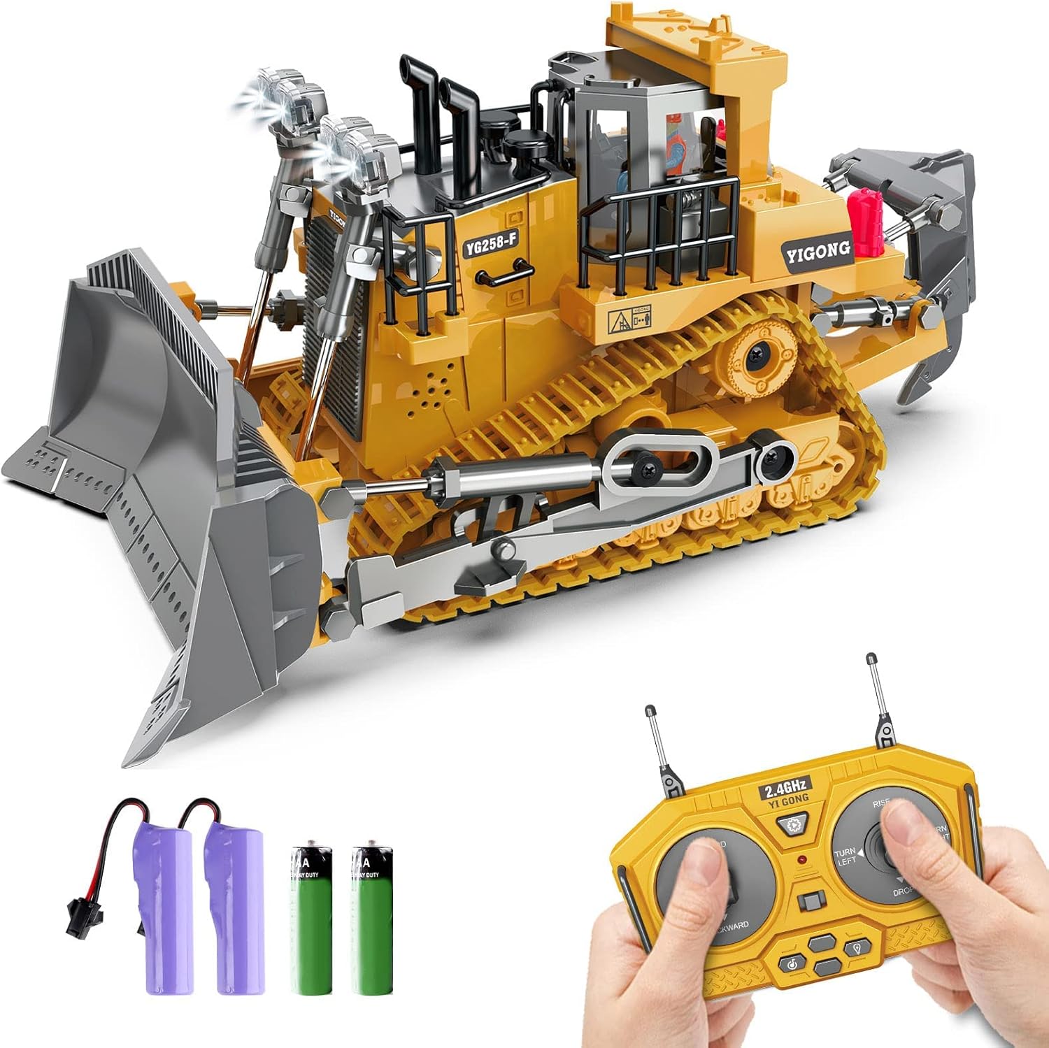 Dwi Dowellin Rc Bulldozer Toys for Boys with Lights and Sounds