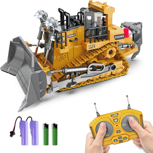 Dwi Dowellin Rc Bulldozer Toys for Boys with Lights and Sounds