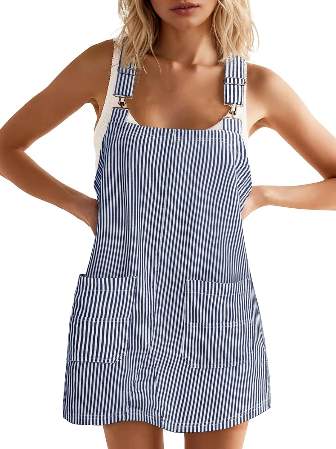 Yousify Womens Casual Denim Dress with Adjustable Straps