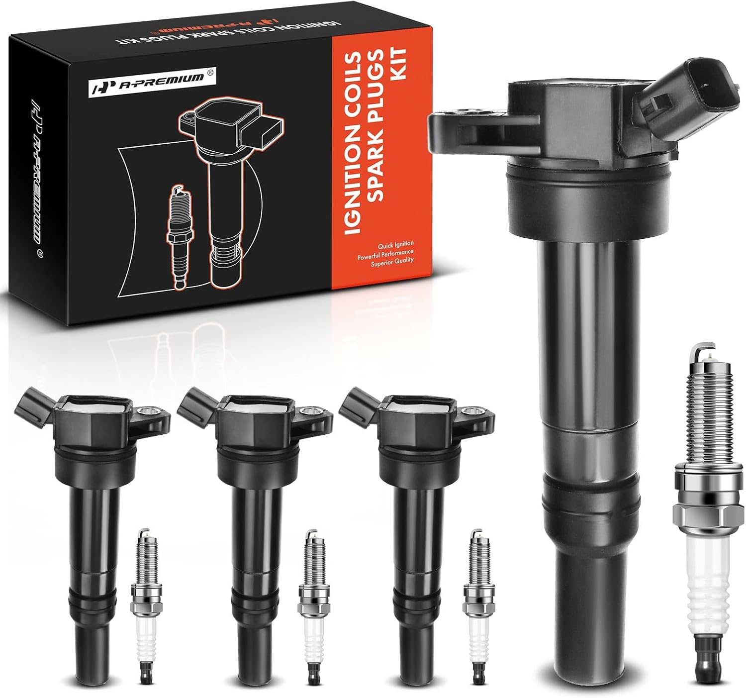 A-Premium Ignition Coil Pack and Iridium Spark Plugs Set
