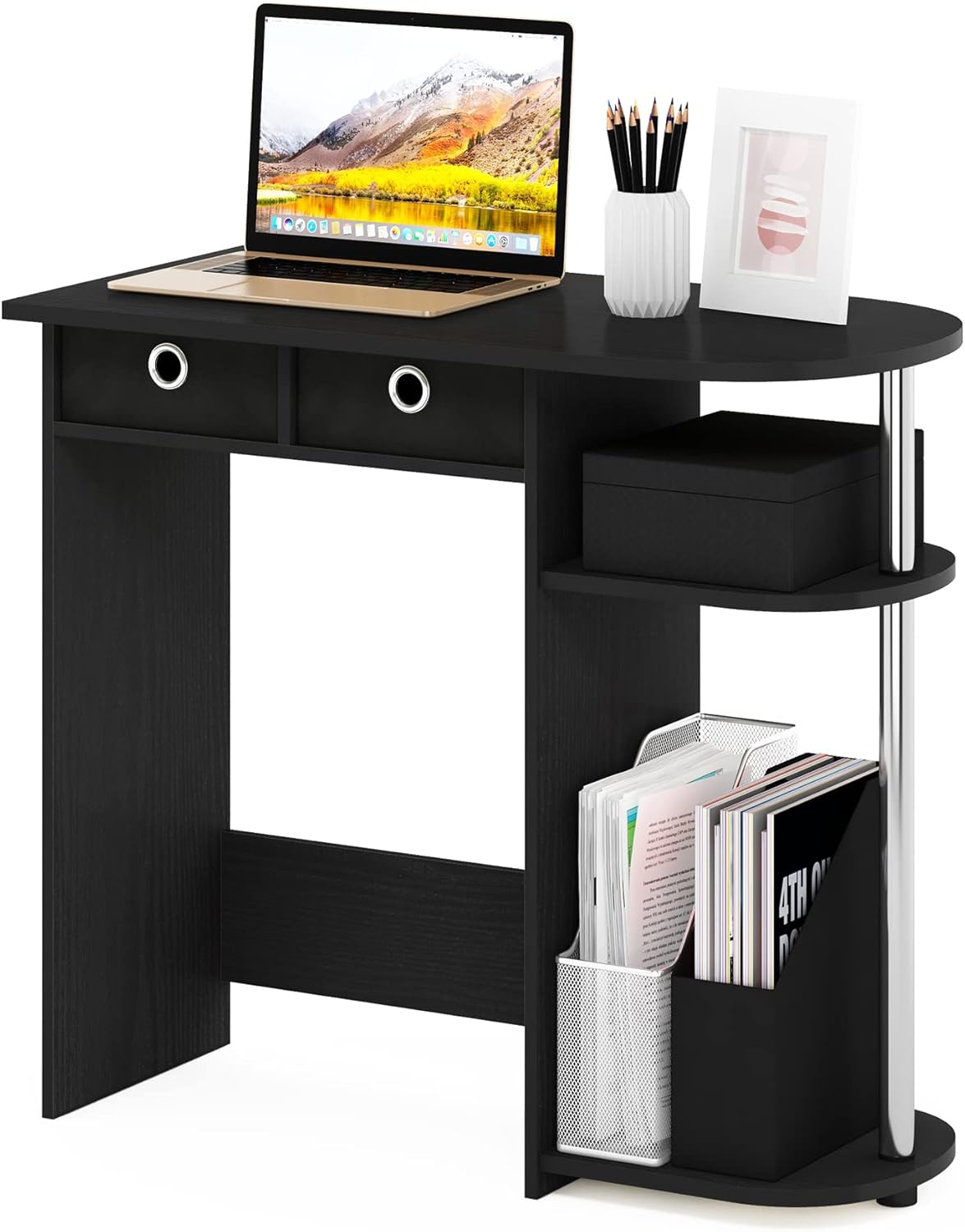 Furinno Go Green Home Laptop Desk with 2 Drawer Bins for Storage
