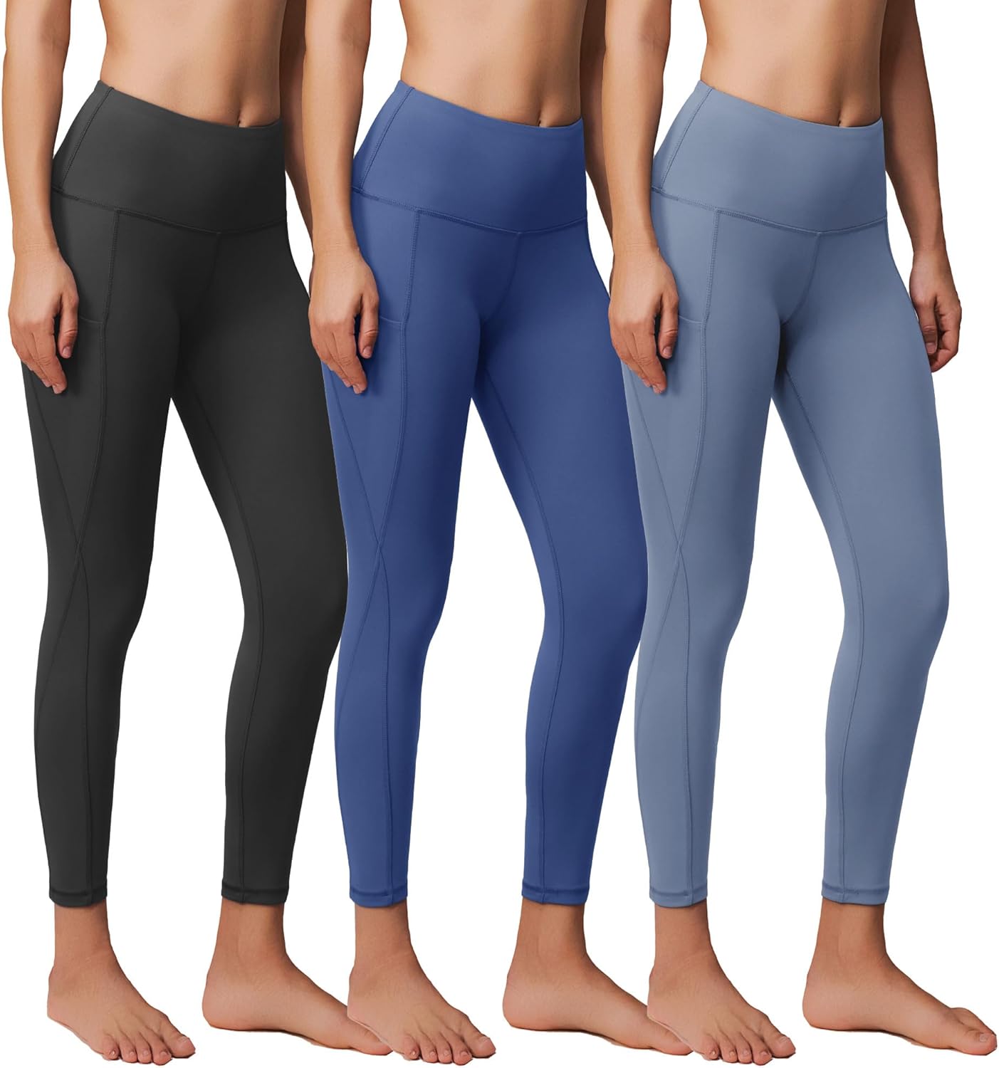 3 Pack Yoga Pants with Pockets for Women - Tummy Control Leggings