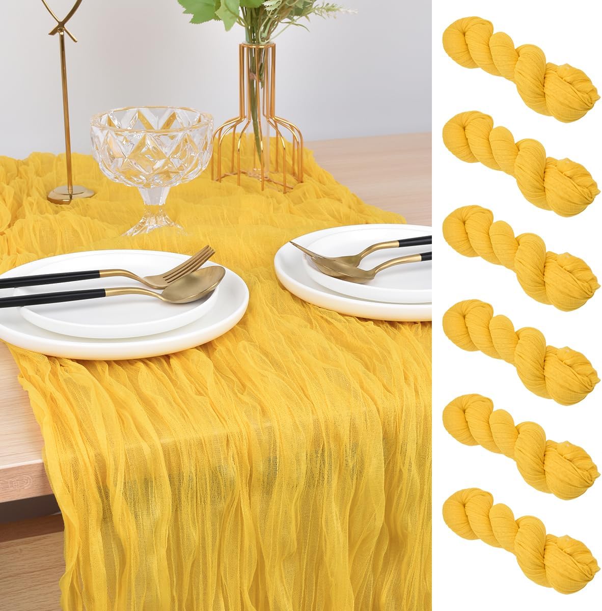 Rustic Cheesecloth Table Runner for Fall Thanksgiving Decor