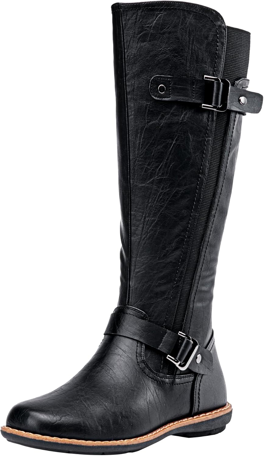 Jeossy Women's Knee-High Boots with Buckle for Fashion Lovers