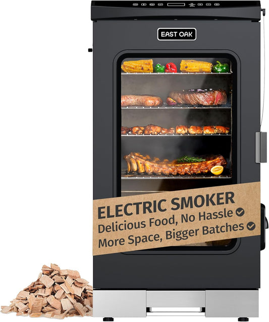 Remote Control Electric Smoker, 725 Sq In Cooking, Glass Door for Easy Monitoring