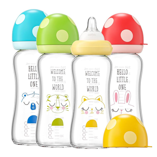 Anti-Colic Glass Baby Bottles Set by YOHKOH