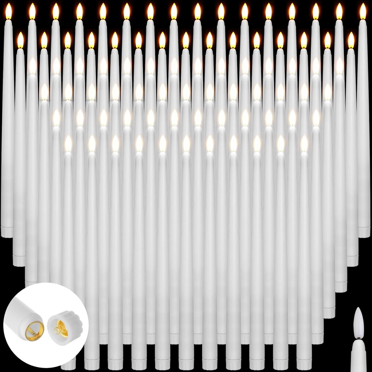 100 Pcs 12.4 Inch Flameless Taper Candles for Home Decor