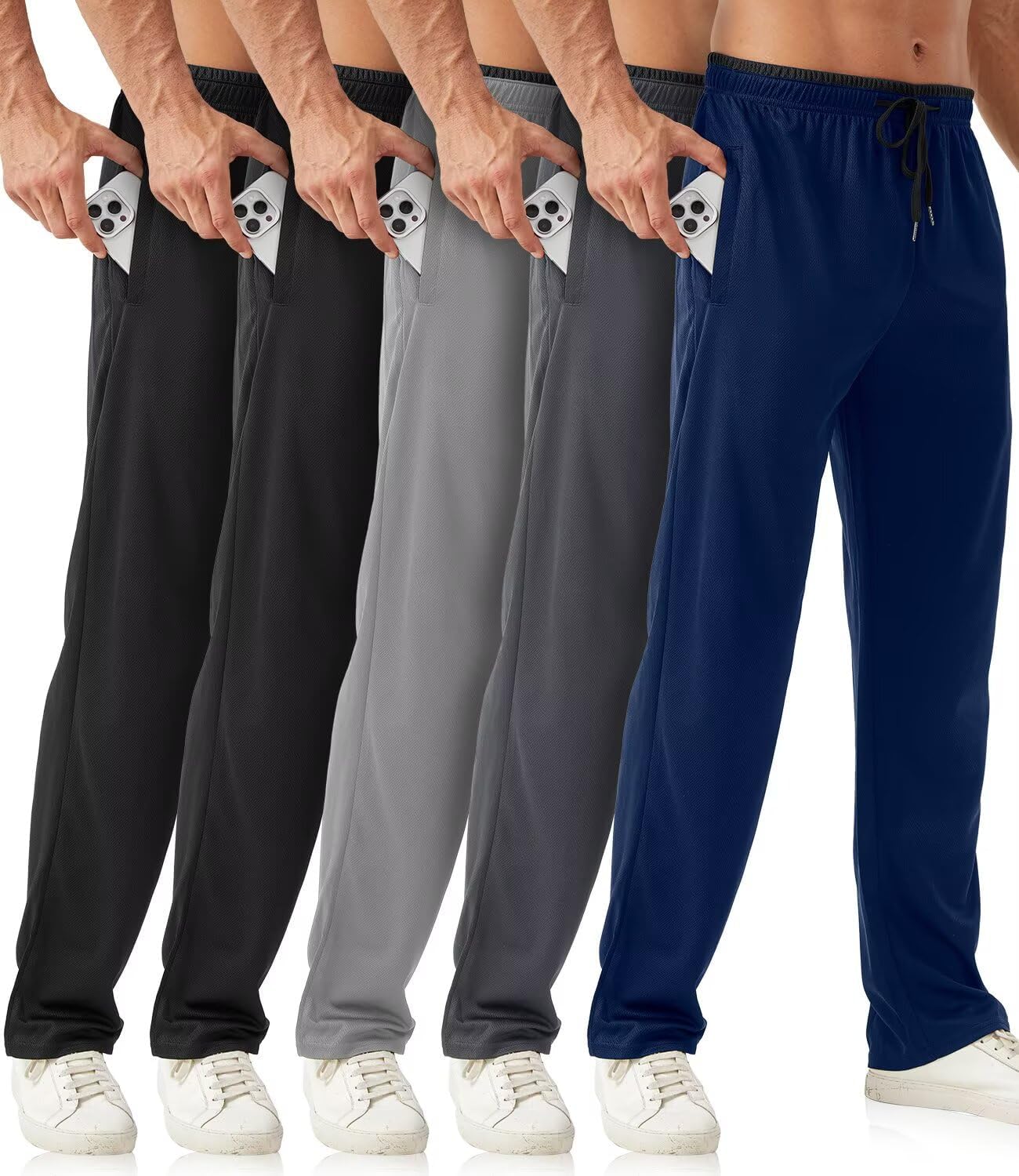 Mens Sweatpants with Zipper Pockets for Workout and Running