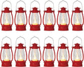 12Pcs Red Mini Lanterns for Centerpiece - Vintage Flicker LED