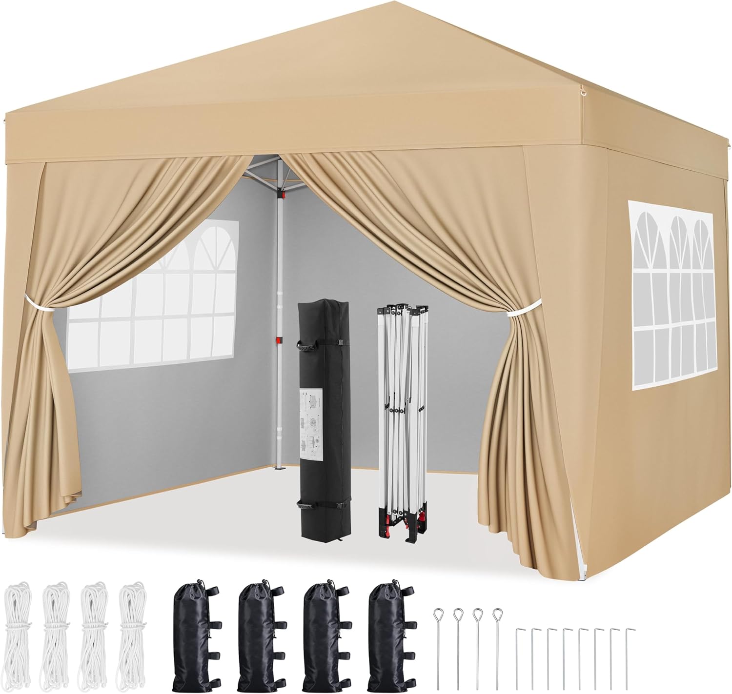 10x10 Pop Up Canopy Tent with Removable Sidewalls for Outdoors