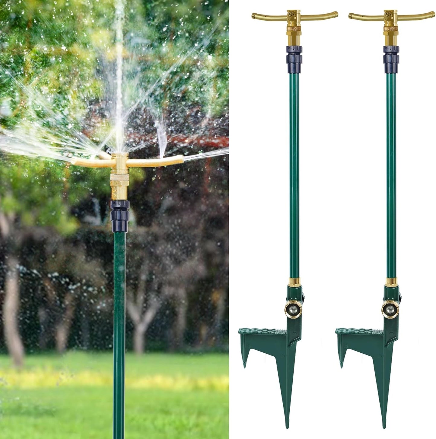 2 Pack 3-Arm Garden Sprinkler for Efficient Lawn Watering