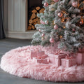 Pink Faux Fur Christmas Tree Skirt 72 in - Plush Holiday