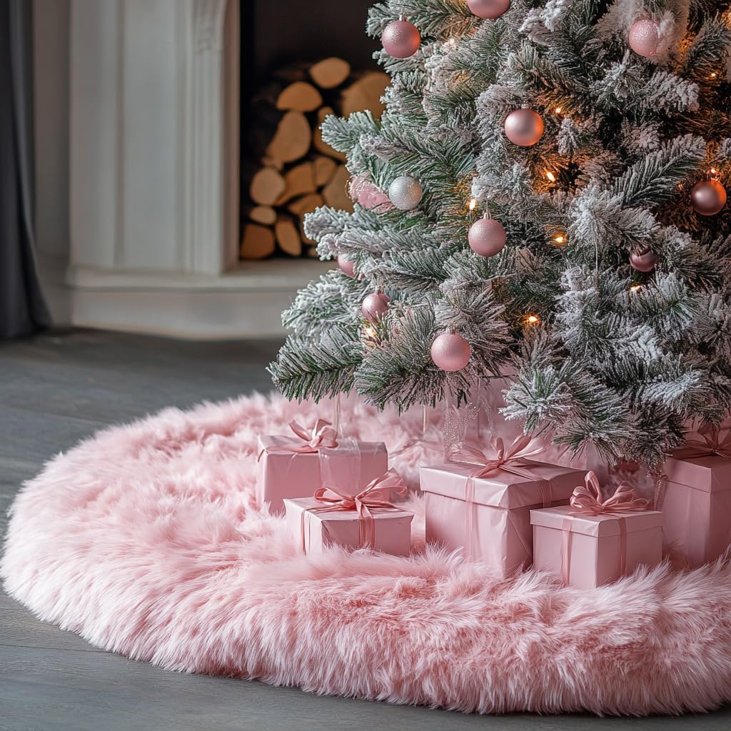 72 Inch Plush Christmas Tree Skirt for Elegant Holiday Decor