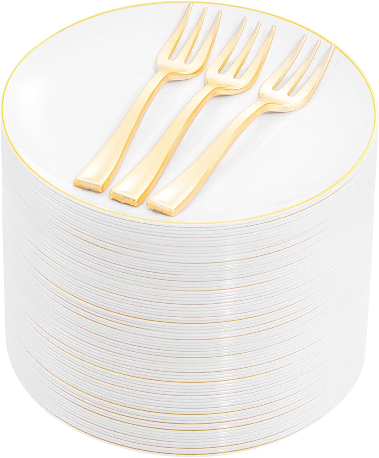 Gold Dessert Plates Set for 100 Guests - Elegant Disposable Plates