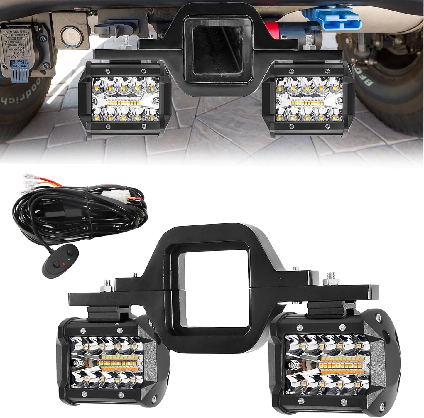 4 Inch 60W LED Pods with Tow Hitch Mounting Brackets for Trucks