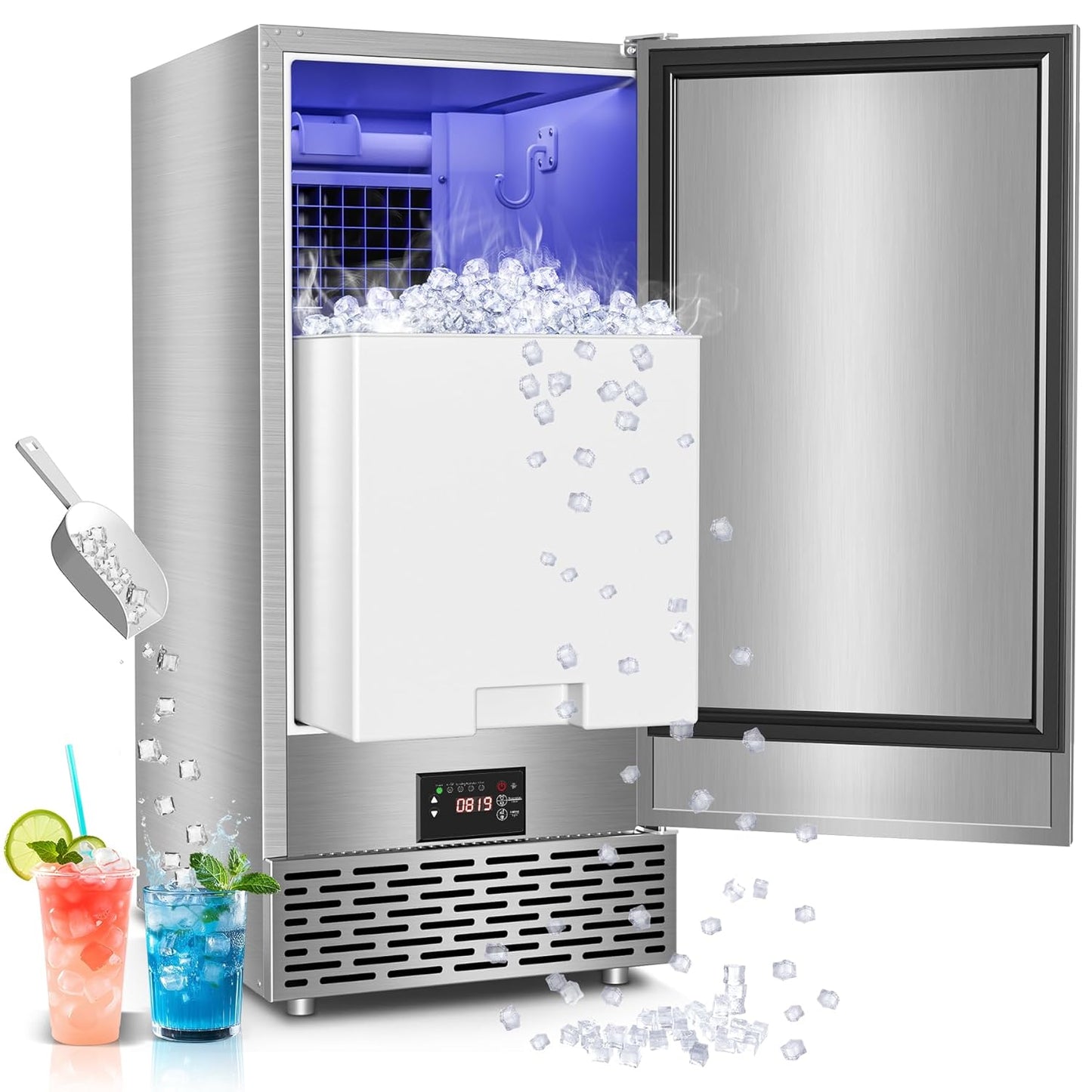 Under Counter Ice Maker with 120Lbs Daily Production Capacity
