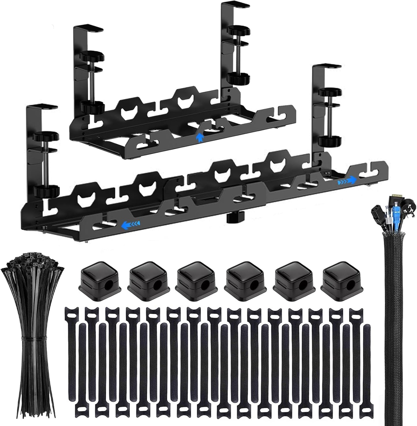 Extendable Under Desk Cable Tray Black by COCIVIVRE - Large Capacity Cord Organizer