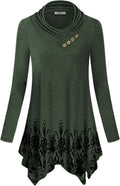 Cowl Neck Asymmetrical Hemline Flowy Tunic Top - Flattering Fit
