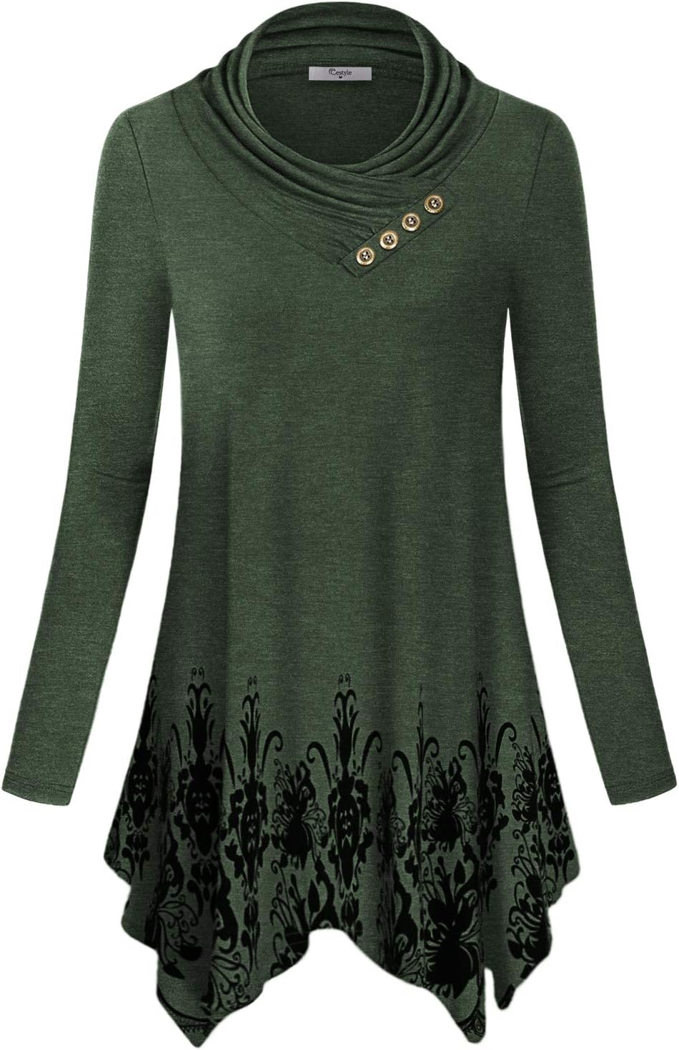 Cowl Neck Asymmetrical Hemline Tunic Top for Women - Stylish Fit