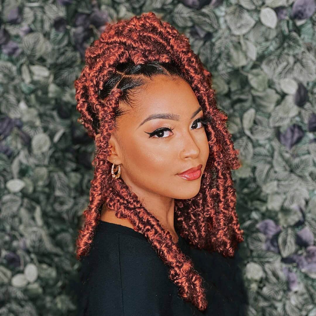 ZRQ Butterfly Locs Crochet Hair 12 Inch Copper Red Distressed
