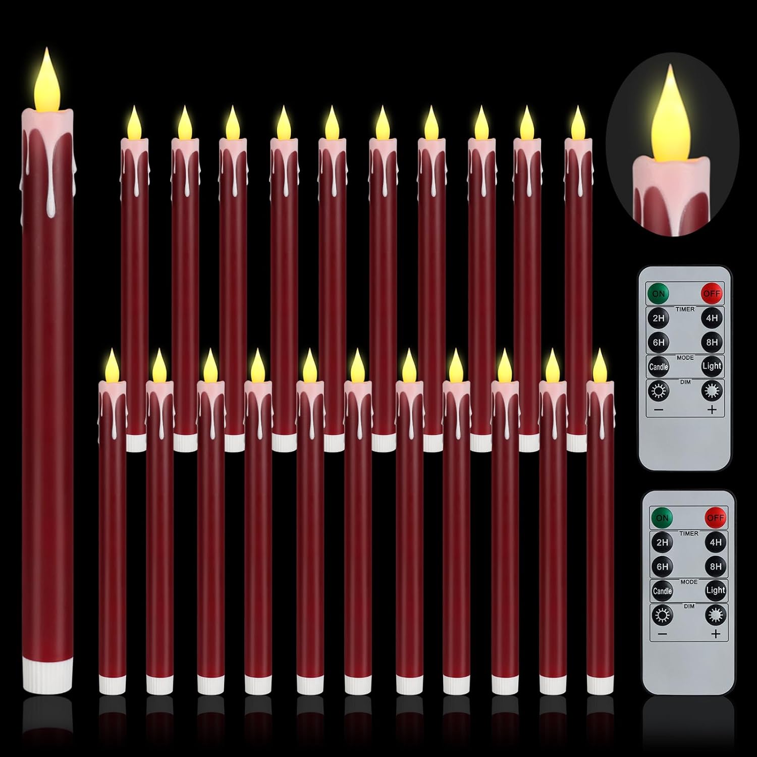 Flameless Taper Candles 10.6 in Dripless Battery Operated Set