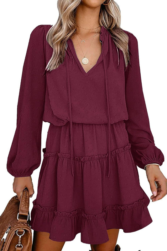 BTFBM Long Sleeve Fall Dresses for Women - Stylish Mini Dress