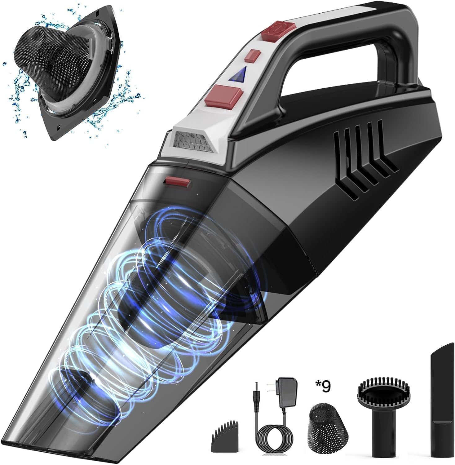 Powerful 9000PA Handheld Vacuum - 9 Filters - Cordless!