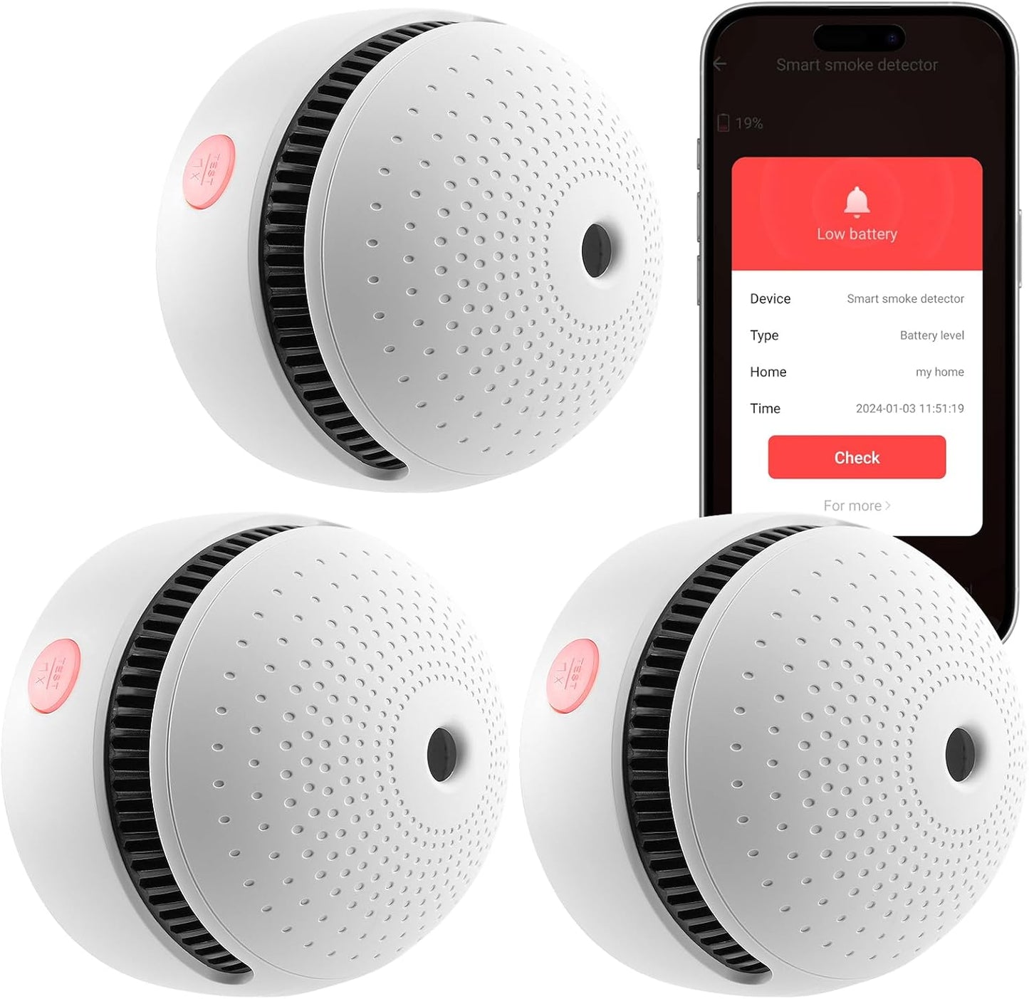 Smart Smoke Detector with Wi-Fi Alerts and 10-Year Battery Life