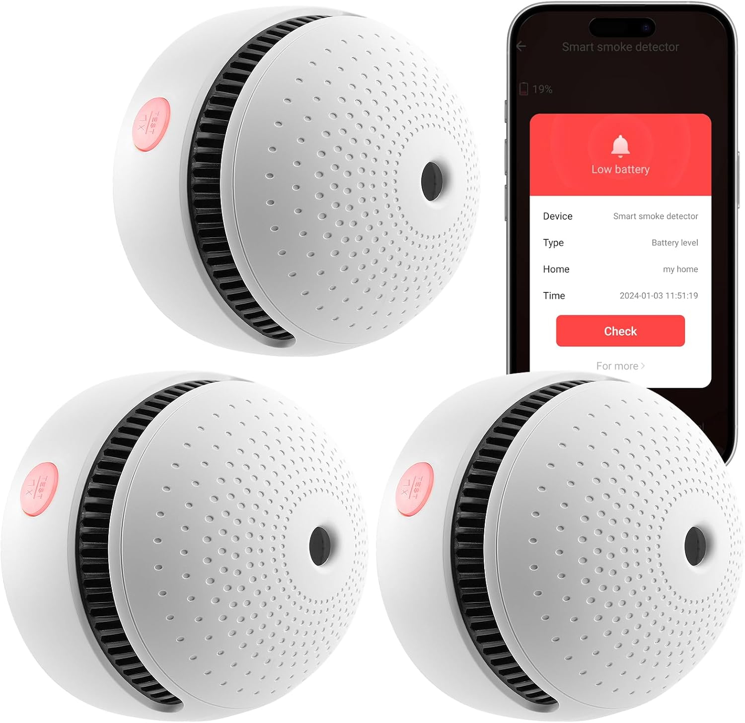 Smart Smoke Detector with Wi-Fi Alerts and 10-Year Battery Life