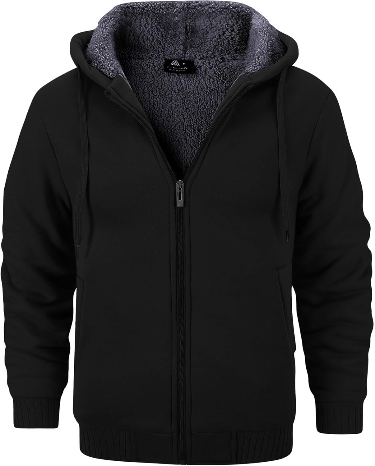 GEEK LIGHTING Mens Fleece-Lined Zip Up Hoodie for Winter Warmth