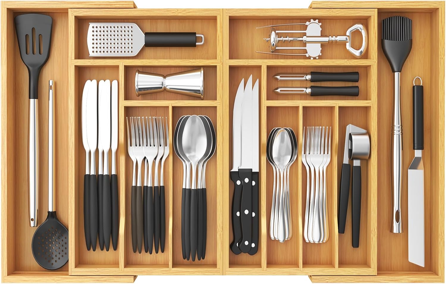 Lifewit Large Silverware Drawer Organizer for Kitchen Utensils