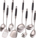 18/10 Stainless Steel Kitchen Utensils Set with Wooden Handle - 8pcs