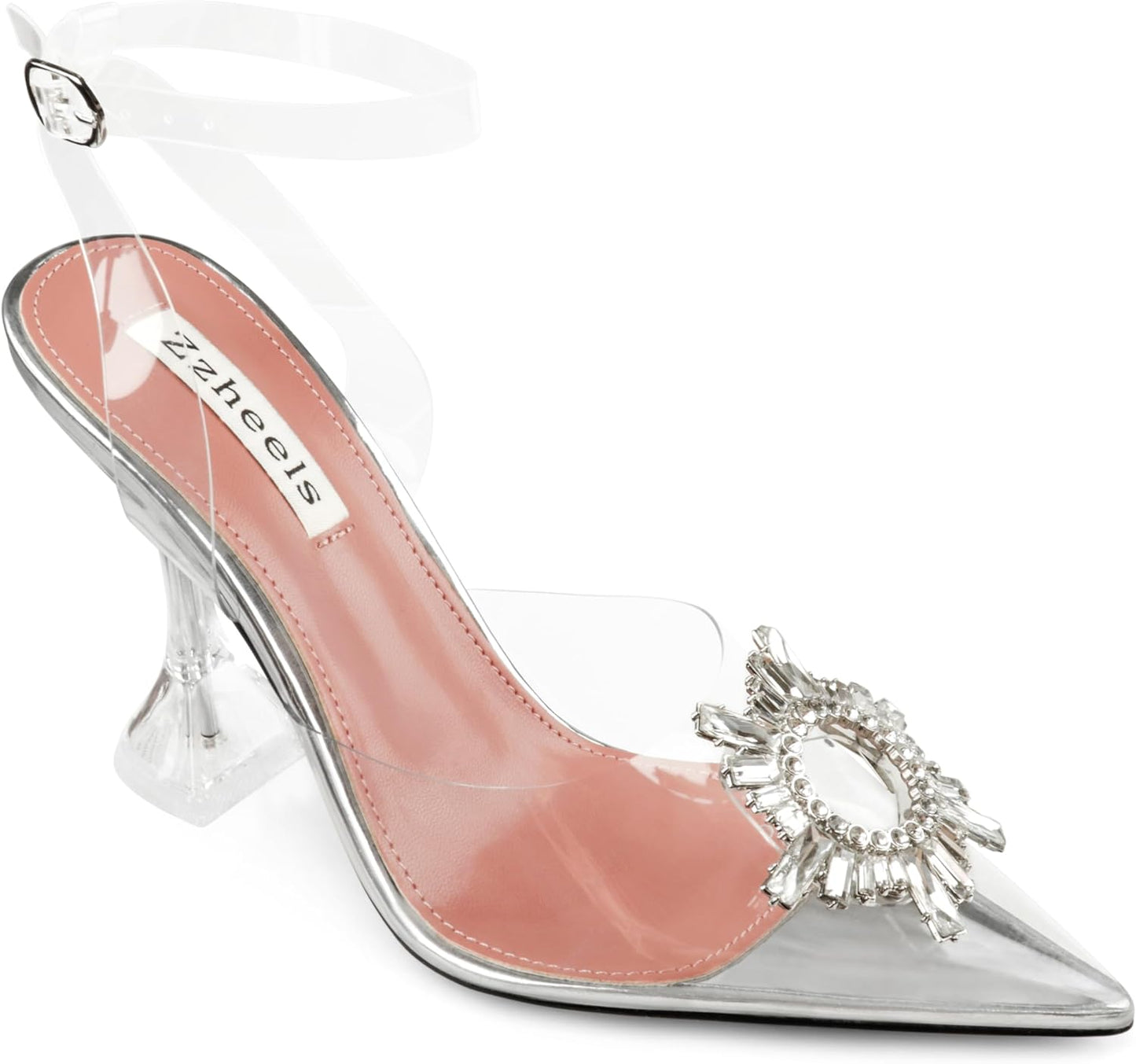 Zzheels Women's High Heel Crystal Slingback Pumps for Parties