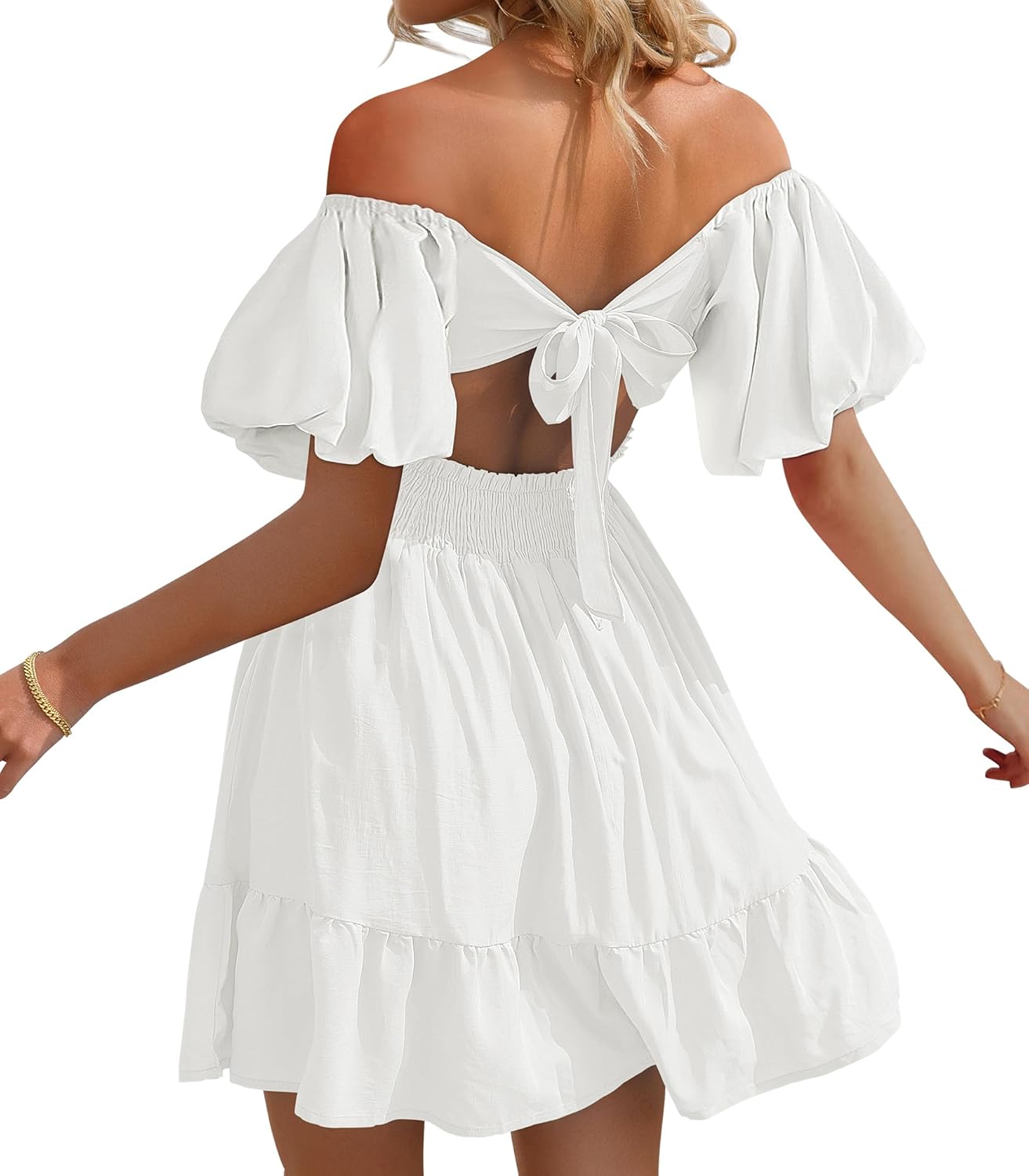 Phortric Womens Summer Tie Back Dress for Casual Elegance