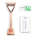 Leaf Razor Set Rose Gold - All-Metal Pivoting Razor
