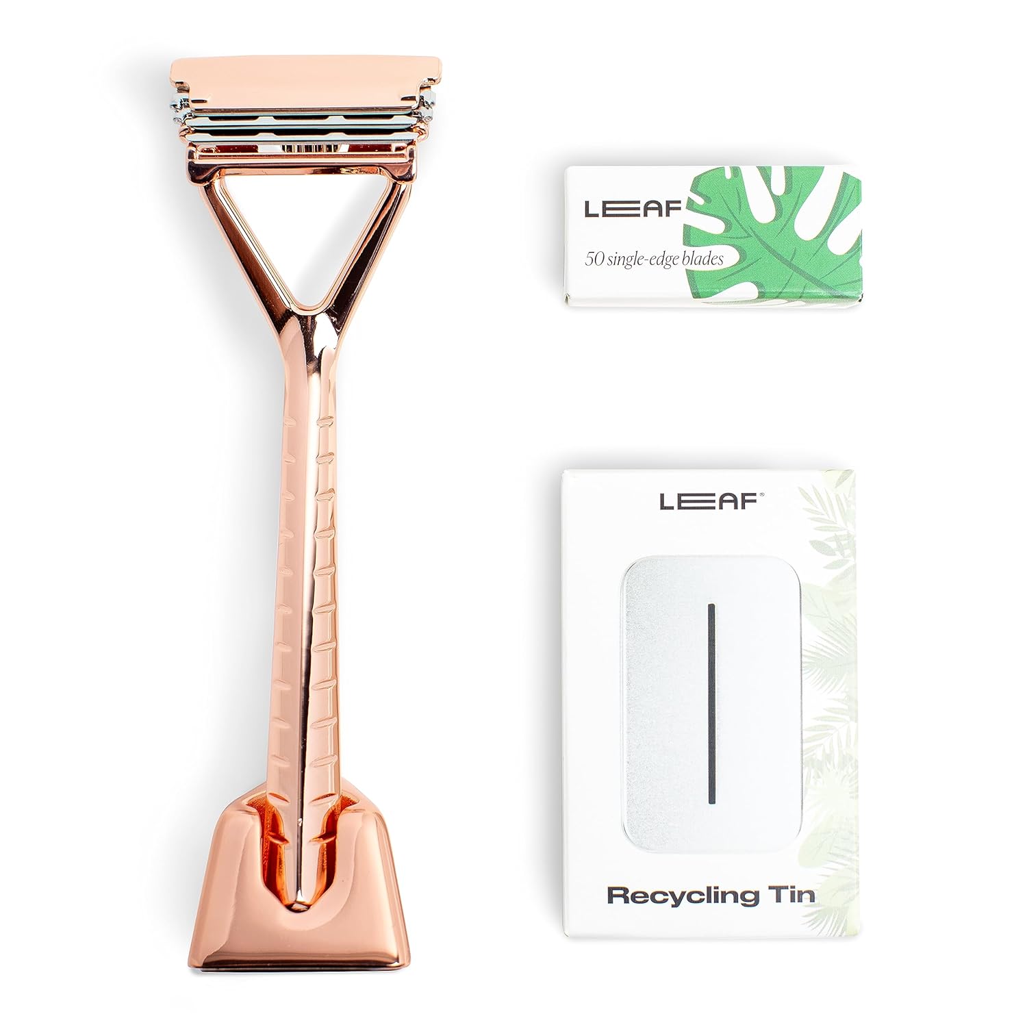 Leaf Razor Set in Rose Gold - All-Metal Shaving Experience