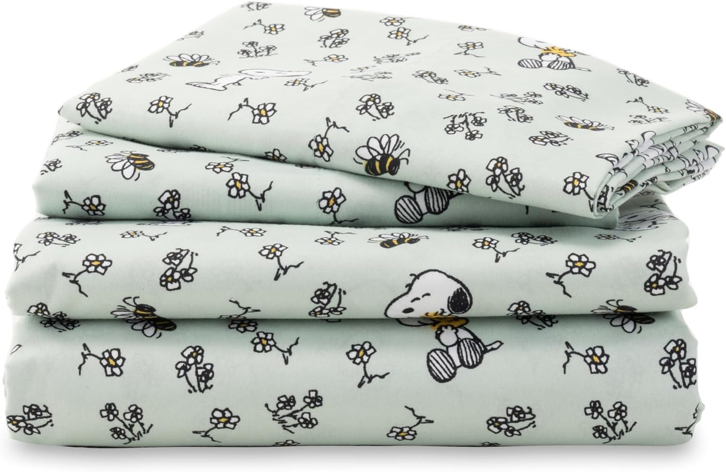 Peanuts Kids King Size Sheet Set with Snoopy and Woodstock Design