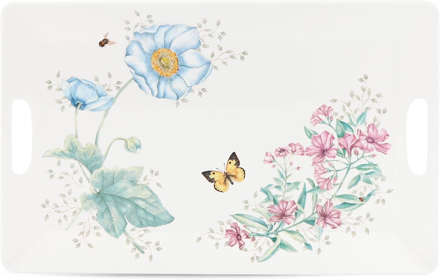 Lenox Butterfly Meadow Melamine Handled Serving Tray for Dining