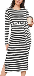 Crewneck Maternity Sweater Dress Rib Knit Long Sleeve - Flattering is