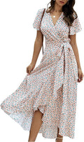 BerryGo Women's Floral Wrap Maxi Dress with Boho V Neck and Ruffles