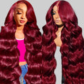99J Burgundy Lace Front Wig 13x6 HD Body Wave - 30in Soft Natural