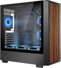 Mid Tower Gaming PC Case Dual Chamber Tempered Glass - Walnut Front