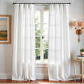 Linen Blend Curtains 120 in Extra Long 2 Panels - Light Filtering